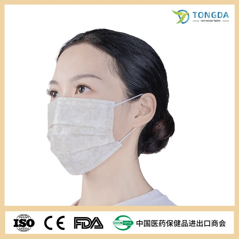3 Camada Máscara Facial Descartável Resistente a Fluídos Máscara Médica Descartável Não Têxtil