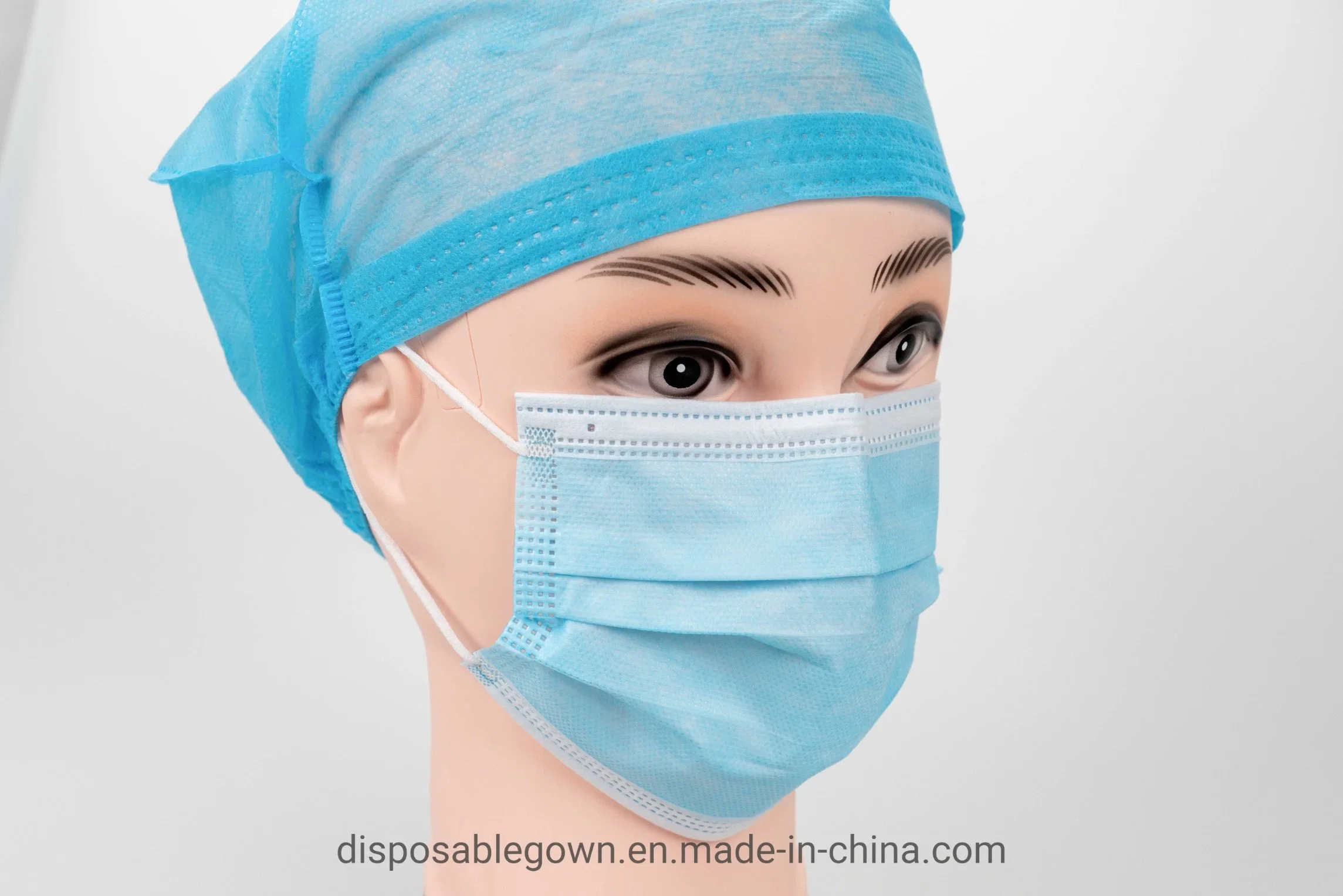 FDA/En14683 Máscara Facial Descartável Certificada para Uso Médico com Alça para as Orelhas 3ply Máscara Facial Cirúrgica Descartável para Uso Hospitalar