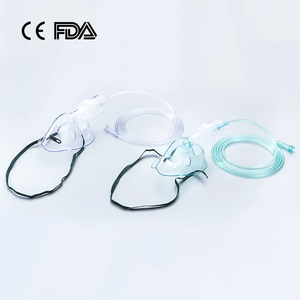 Kit de Máscara Nebulizadora de Oxigênio Cirúrgico Médico Descartável com Tubulação para Adultos, Pediátricos, Crianças para Uso Doméstico Verde
