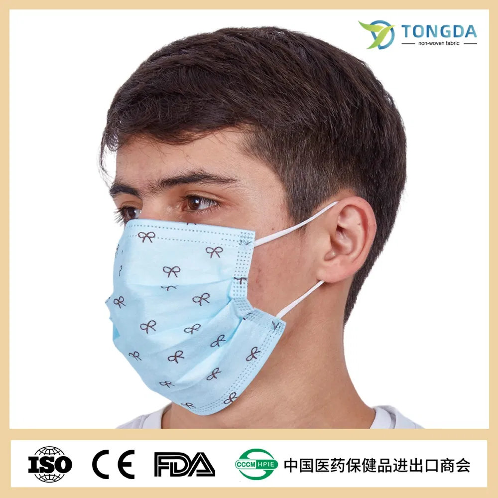 Vendas diretas de fábrica profissional Máscara facial descartável impressa ASTM F2100 Level3 3ply Máscara cirúrgica