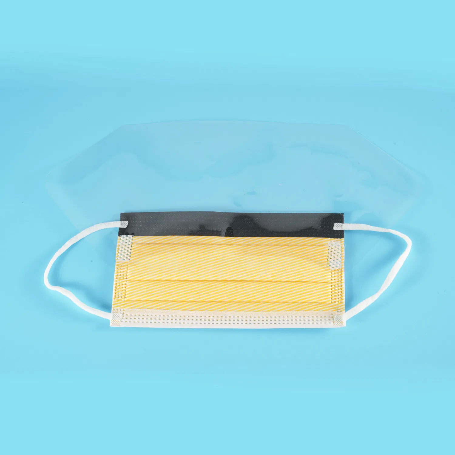Tie-on Type Iir Surgical Mask with Integrated Anti-Fog Visor Black Foam Nose Seal for Dental Use