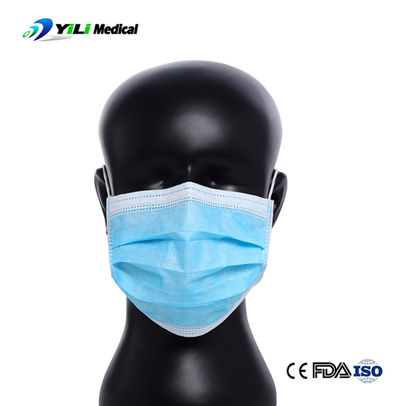 Máscara Facial Descartável Não Tecida de Hospital Cirúrgico com Alças Elásticas para as Orelhas 3ply