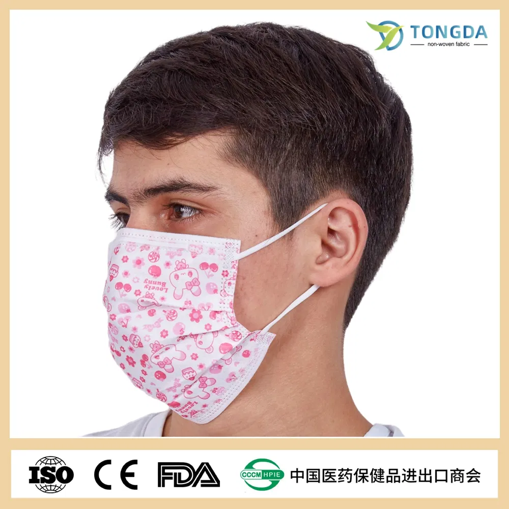 Vendas diretas de fábrica profissional Máscara facial descartável impressa ASTM F2100 Level3 3ply Máscara cirúrgica