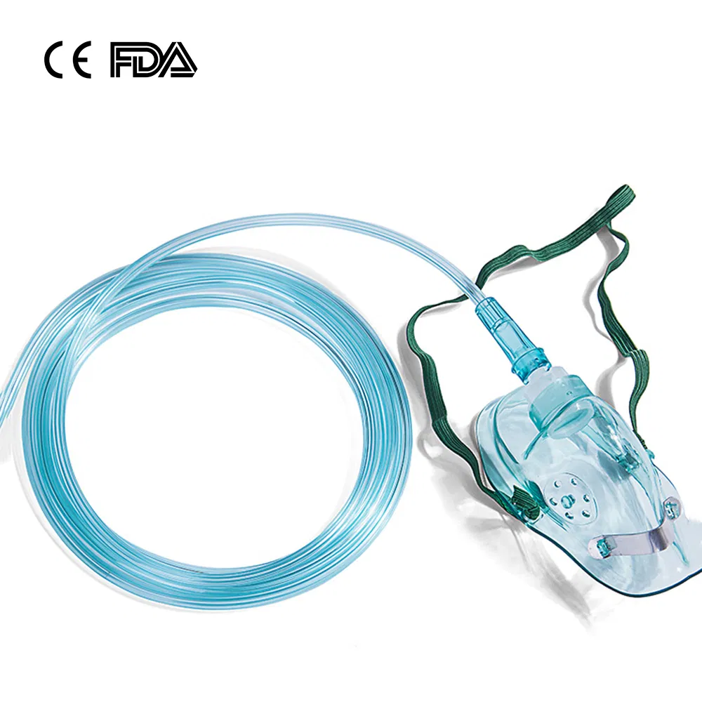 Kit de Máscara Nebulizadora de Oxigênio Cirúrgico Médico Descartável com Tubulação para Adultos, Pediátricos, Crianças para Uso Doméstico Verde