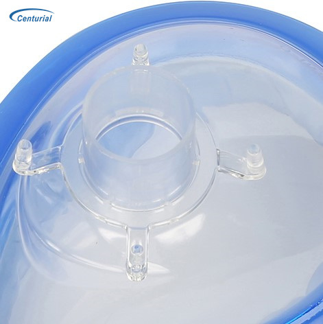 Máscara facial de anestesia descartável em PVC médico com almofada de ar macia para oxigênio
