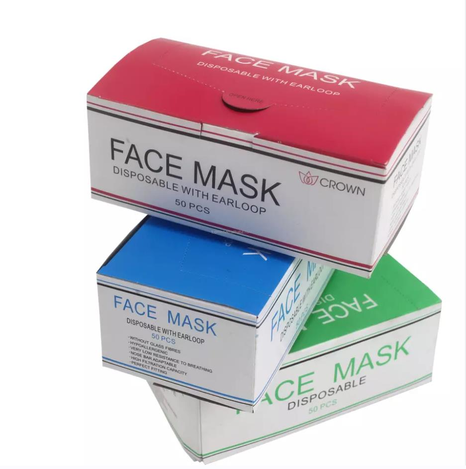 Máscara Facial Descartável Multicolorida 3 Camada Certificada CE ISO13485 Máscara de Segurança