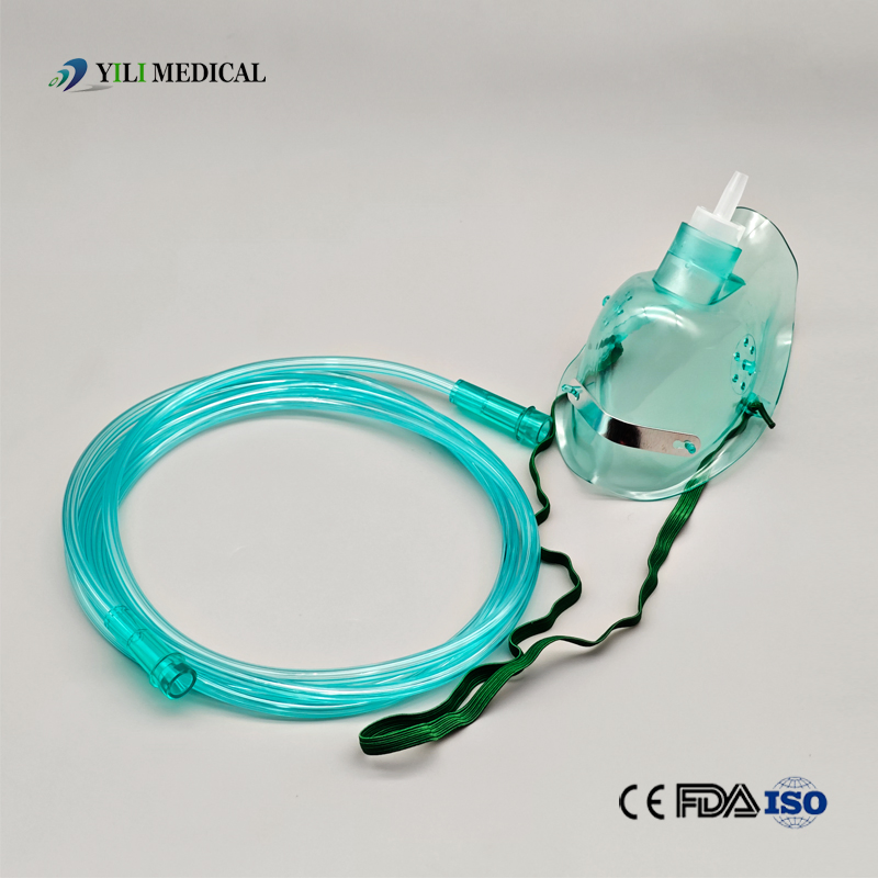 Máscaras de Oxigênio Médicas Simples Descartáveis Portáteis para Adultos e Pediátricos, Máscara de Anestesia de PVC Não Reinalante para Emergências