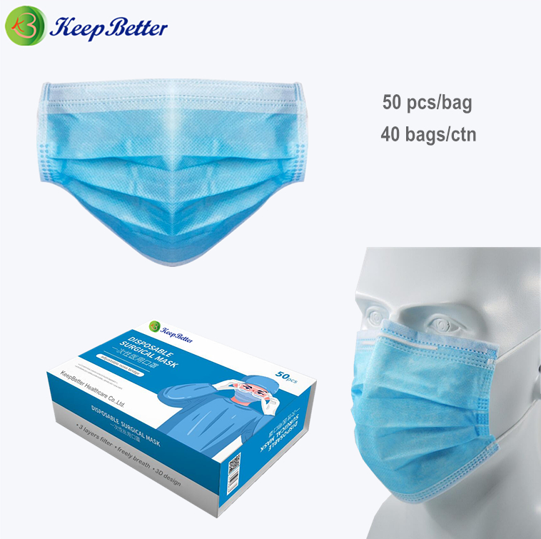 50PCS Descartáveis 3-Layer Máscaras, Anti Poeira Respirável Descartável Cirúrgica com Alças para as Orelhas Máscara Facial