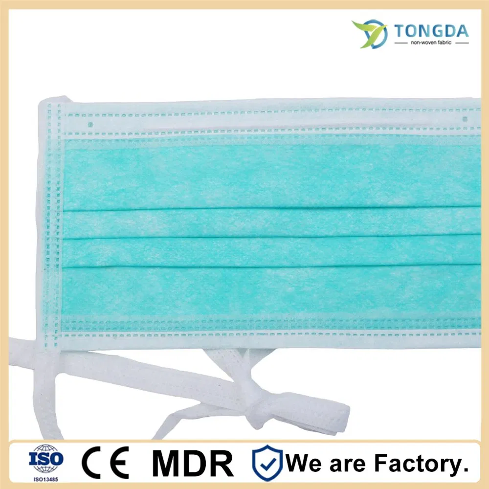 Tecido não tecido descartável para máscara facial de grau médico com laços Máscara protetora 3 Ply máscara cirúrgica médica descartável antiembaçante
