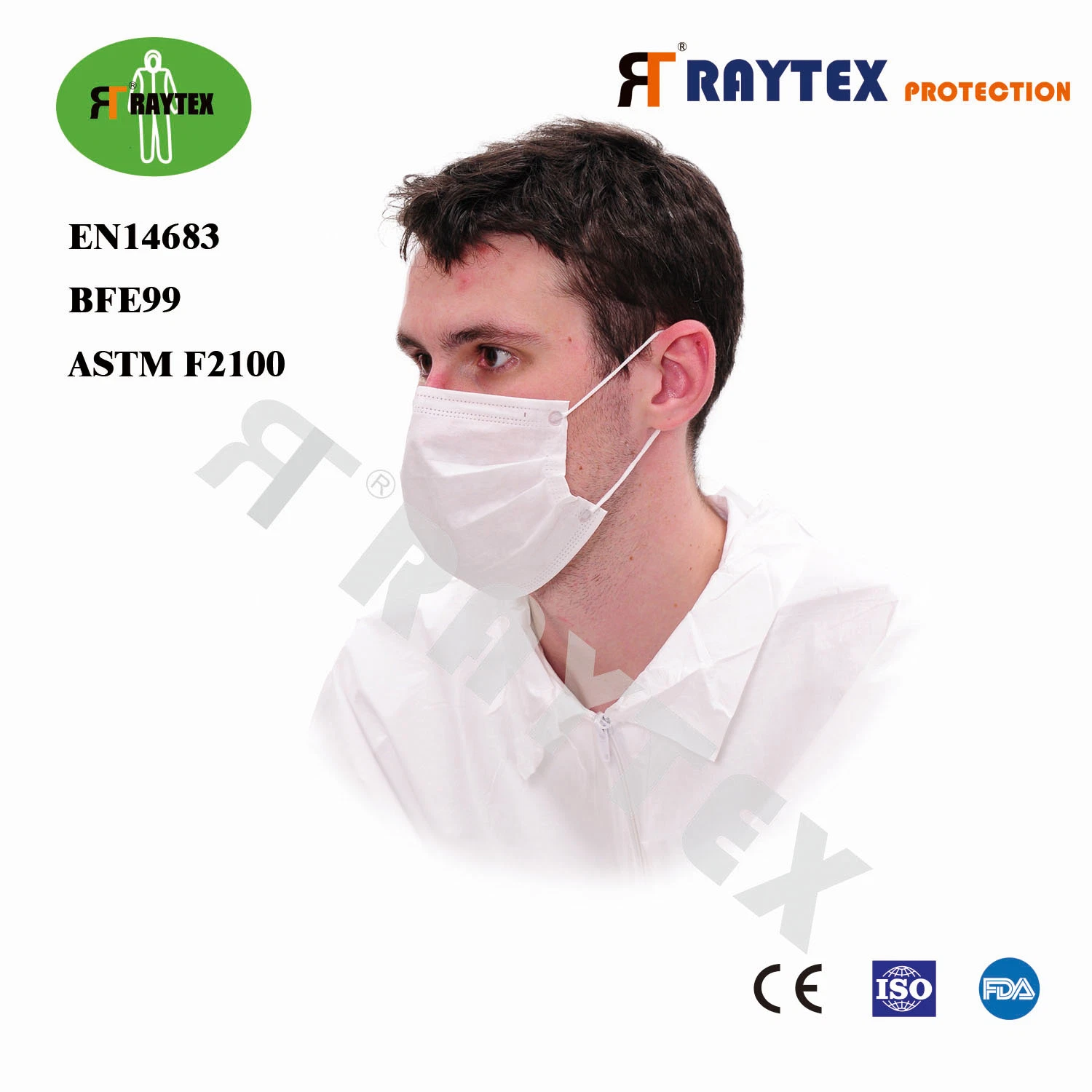 Máscara Facial Descartável de Proteção Médica Não Tecida de Hospital Cirúrgico 3 Camada Máscara de Papel para Poeira Dental 3ply Máscara Facial Descartável com Alças Elásticas/Amarrar