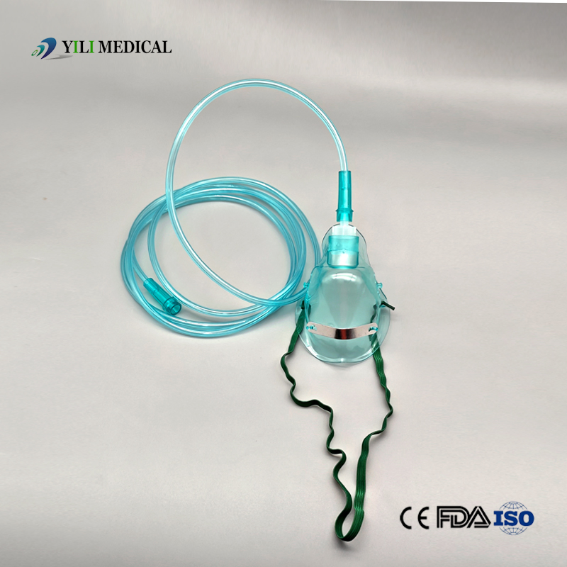 Máscaras de Oxigênio Médicas Simples Descartáveis Portáteis para Adultos e Pediátricos, Máscara de Anestesia de PVC Não Reinalante para Emergências