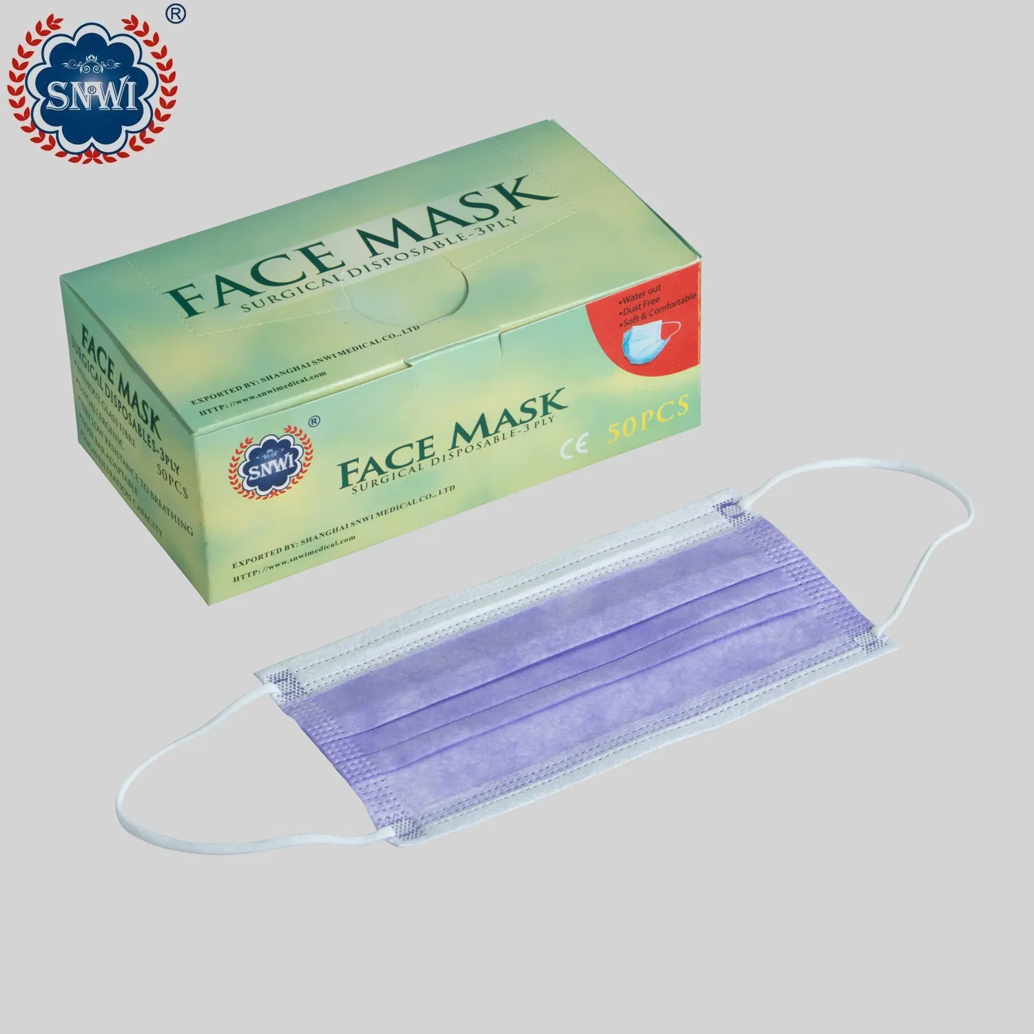 Máscara Cirúrgica Protetora Médica Descartável Não Tecida 3ply com Alças Elásticas para as Orelhas/Amarrar Usada em Hospital