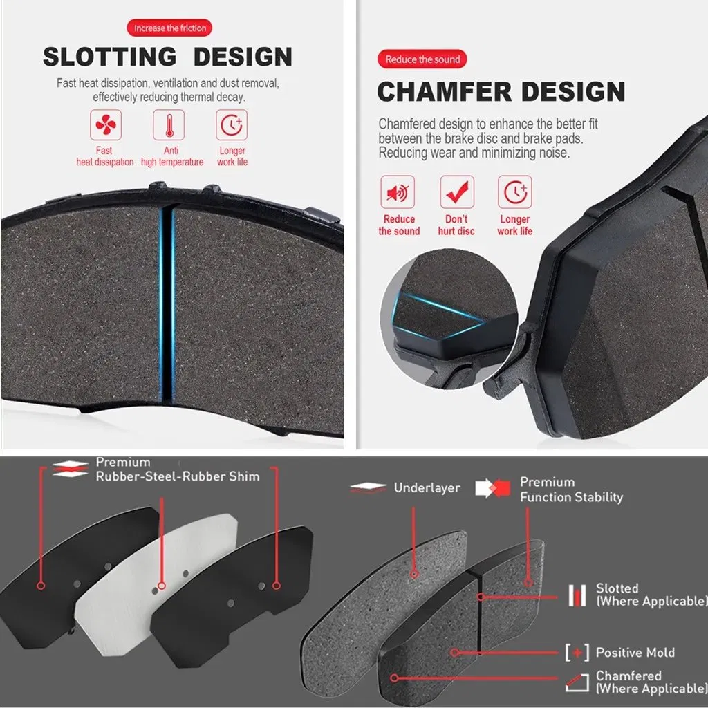 Fabricante de Pastilhas de Freio da China Qualidade OEM Pastilha de Freio a Disco Semi Metálica Cerâmica ECE R90 Pastilhas de Freio para Carro Tesla Model Y Toyota RAV4 Byd Song