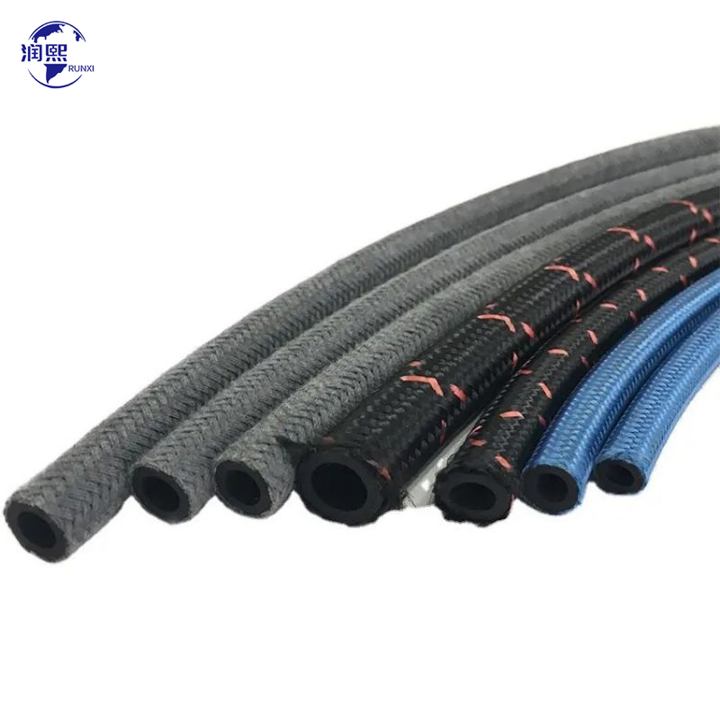 Mangueira hidráulica de óleo para freio de ar de pressão média com superfície trançada de fibra preta e azul