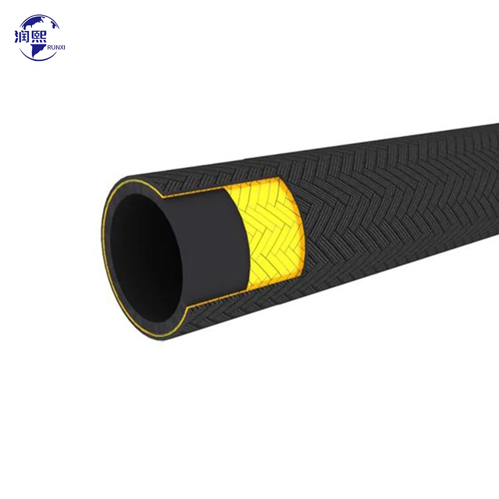 Mangueira hidráulica de óleo para freio de ar de pressão média com superfície trançada de fibra preta e azul