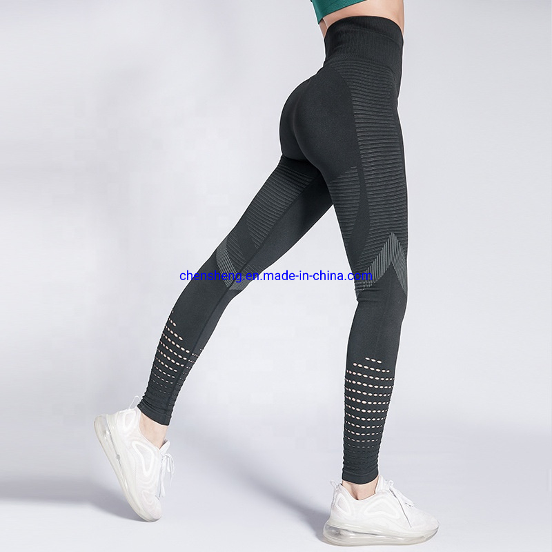 Novo Conjunto de Yoga Roupas de Ginástica Personalizadas Leggings Sem Costura Caneladas para Mulheres