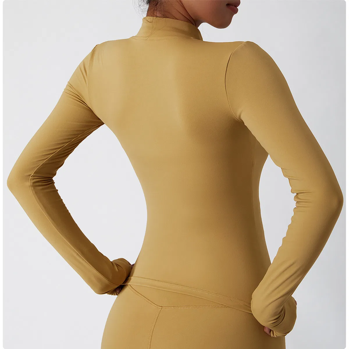 Mulheres prime; Jaqueta de treino slim fit para jogging, yoga e exercícios, sensação nude, roupas de treino, agasalhos esportivos
