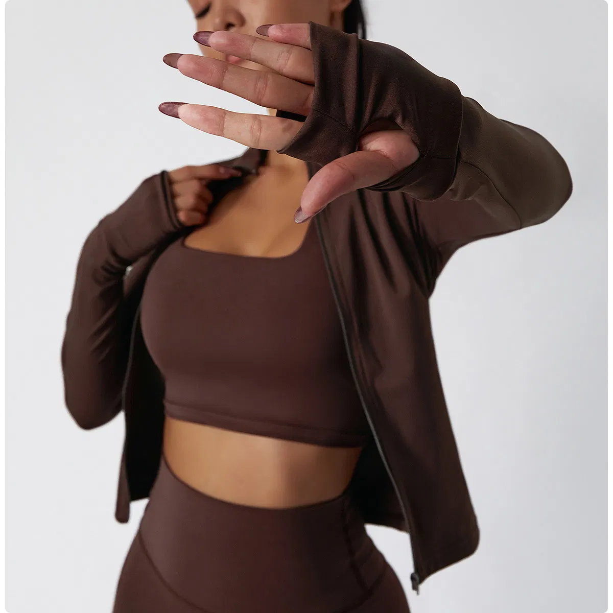Mulheres prime; Jaqueta de treino slim fit para jogging, yoga e exercícios, sensação nude, roupas de treino, agasalhos esportivos