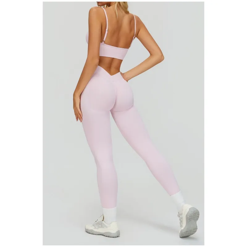 Calça Legging de Yoga com Copas Embutidas para Mulheres, Formato de Pêssego, Cintura em V, Modeladora e Ajustada, Secagem Rápida para Academia
