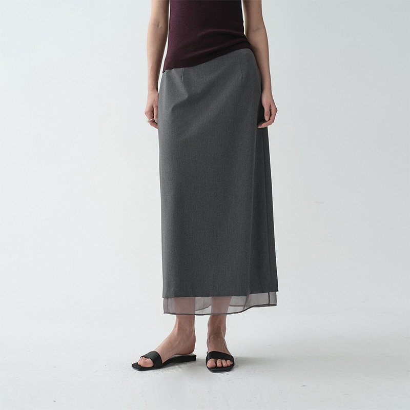 Saia longa midi solta de cintura alta para mulheres na moda