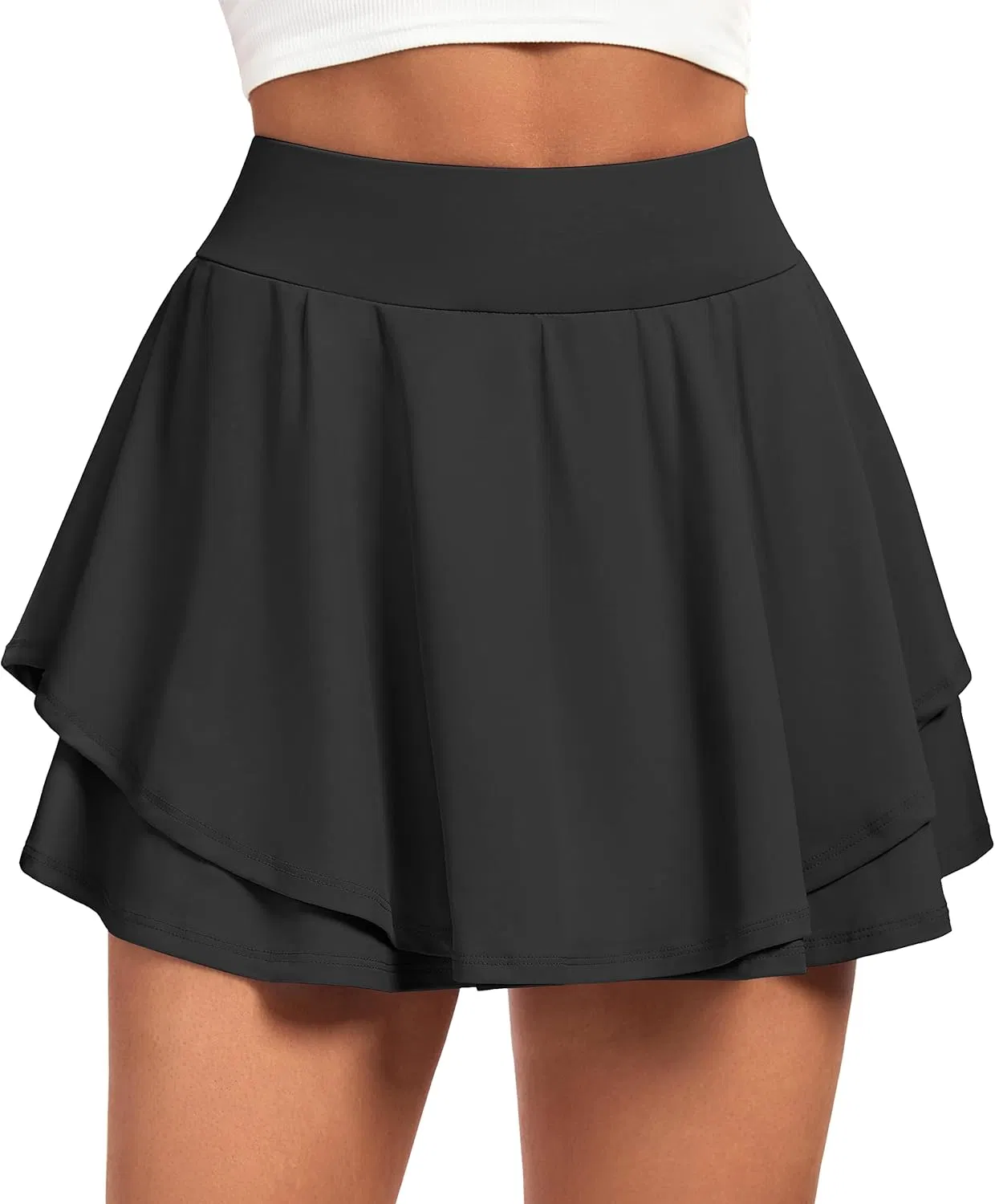 Saia de Tênis Plissada para Mulher, Saia de Golfe com Dupla Renda para Mulheres, Skort com Bolsos e Controle de Barriga para Atividades Físicas