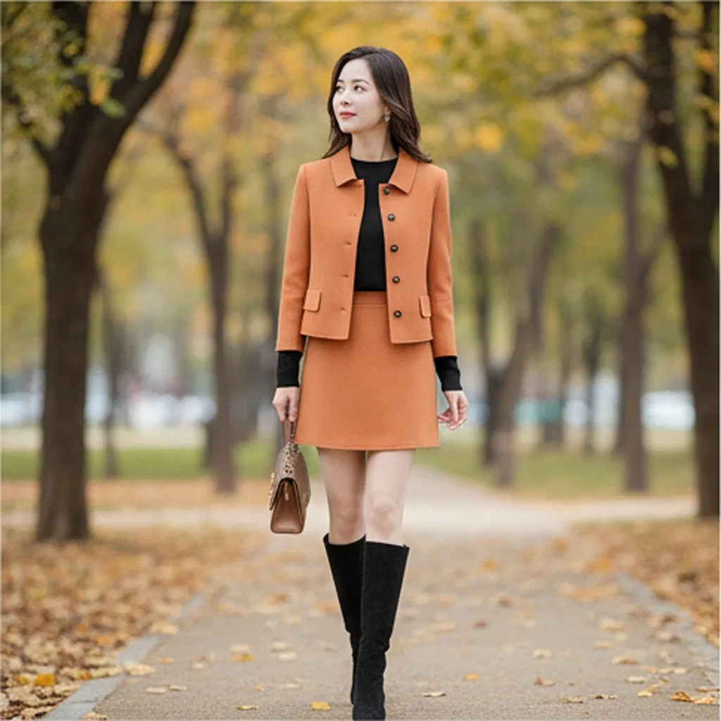 Blazer feminino tendência verde misto de lã merino e caxemira