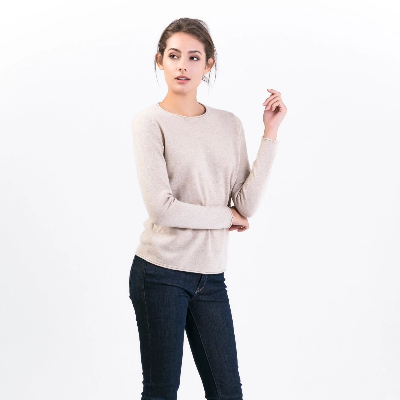 Os suéteres de pulôver de gola redonda de cashmere premium clássicos mais populares para mulheres