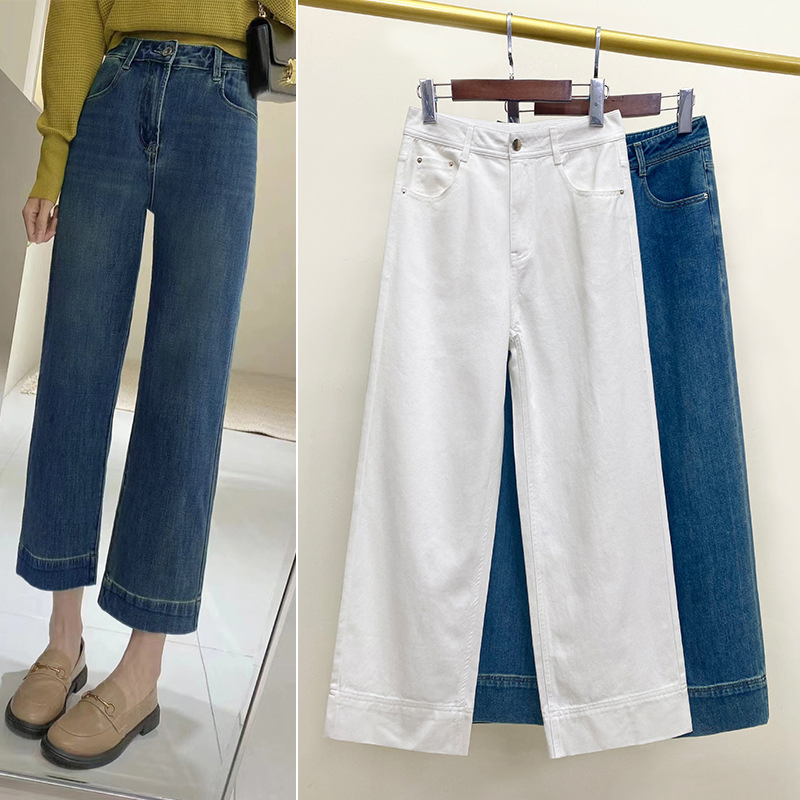 Calças de Denim Casuais de Verão Slim para Mulheres, Nove Pontos