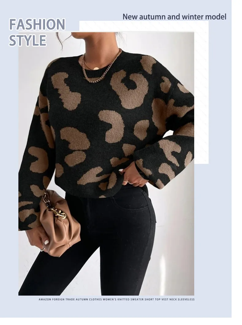 Suéter Feminino de Outono Inverno Pulôver Longo Botão Casual Top Tricotado para Mulheres