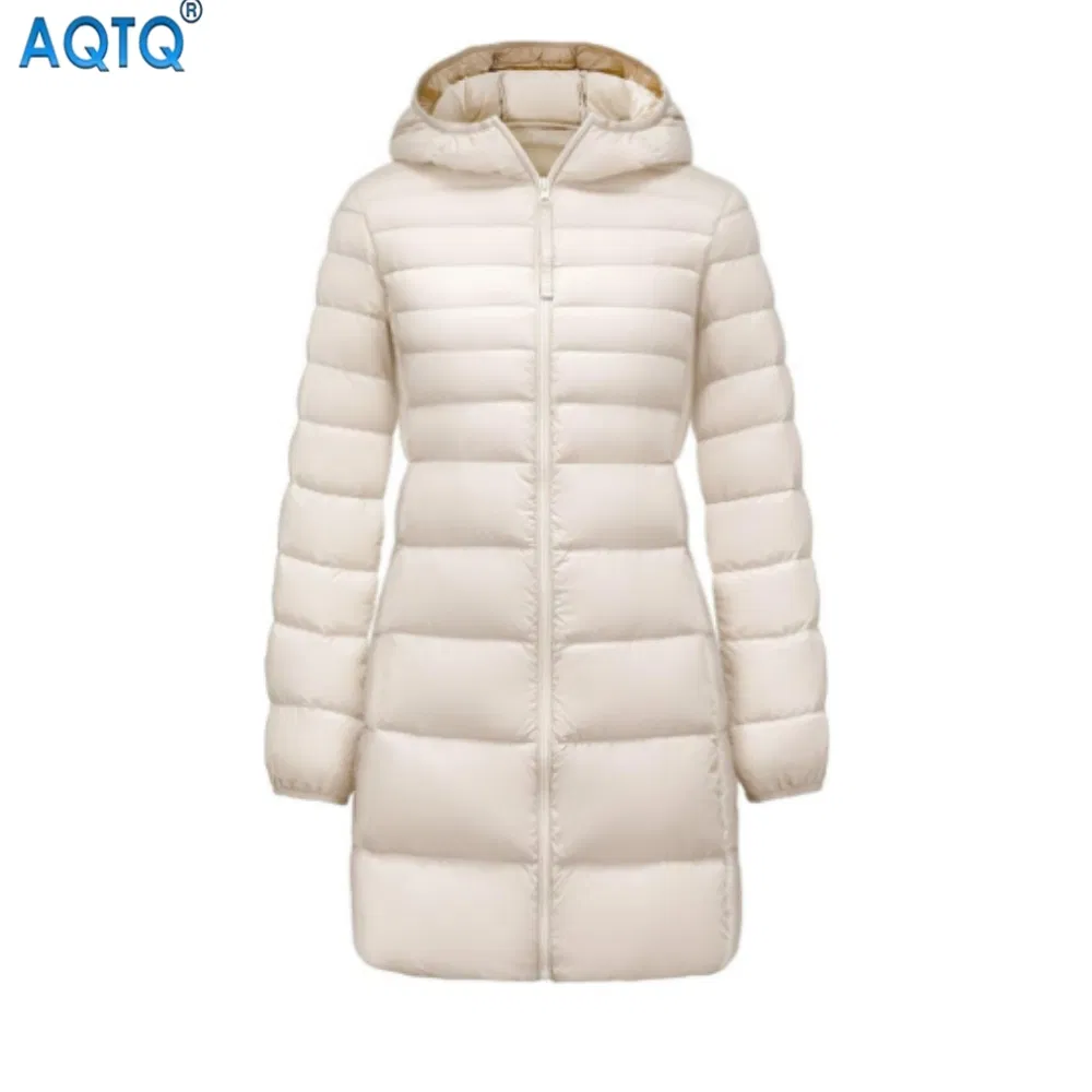 Jaquetas Puffer Personalizadas Casacos de Inverno com Capuz Quentes e Resistentes à Água para o Frio Casaco Puffer Leve com Capuz de Comprimento Médio para Mulheres