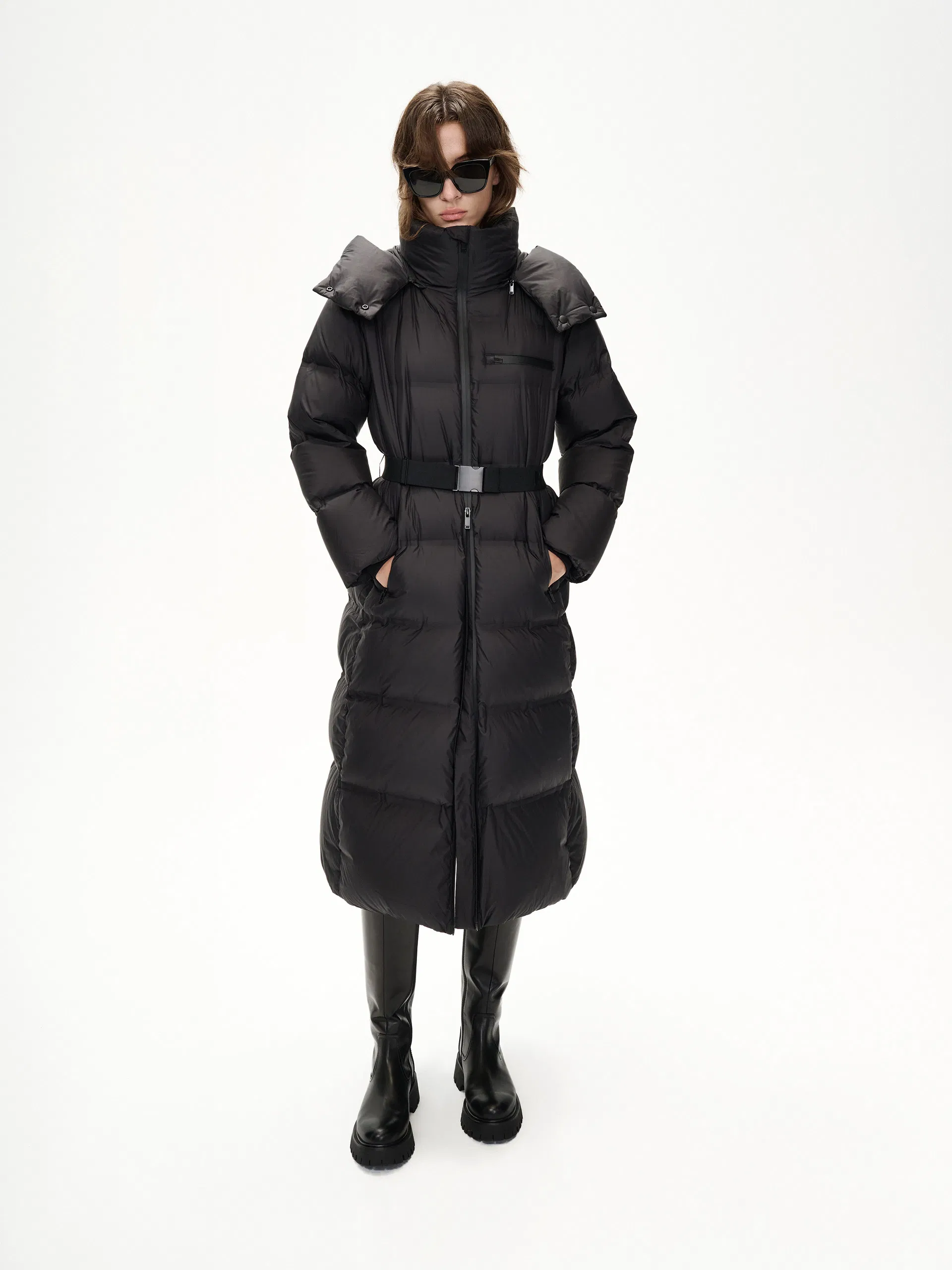 Casaco Longo Feminino Quente Casaco Parka à Prova de Vento Casaco Puffer de Plumas com Capuz Destacável Casaco Longo com Capuz Roupas de Inverno Casaco Almofadado para Mulher