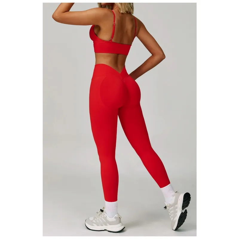 Calça Legging de Yoga com Copas Embutidas para Mulheres, Formato de Pêssego, Cintura em V, Modeladora e Ajustada, Secagem Rápida para Academia