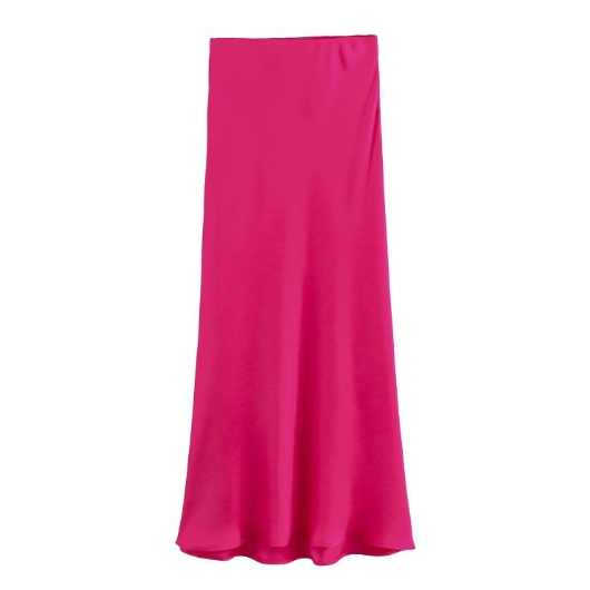 Saia midi longa elegante com design de cintura elástica, roupa confortável e estilosa para mulheres