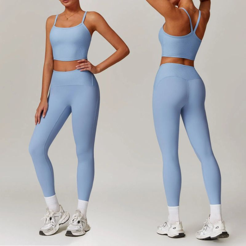 Conjunto de Roupas de Ginástica Femininas 4-Piece Leggings de Cintura Alta