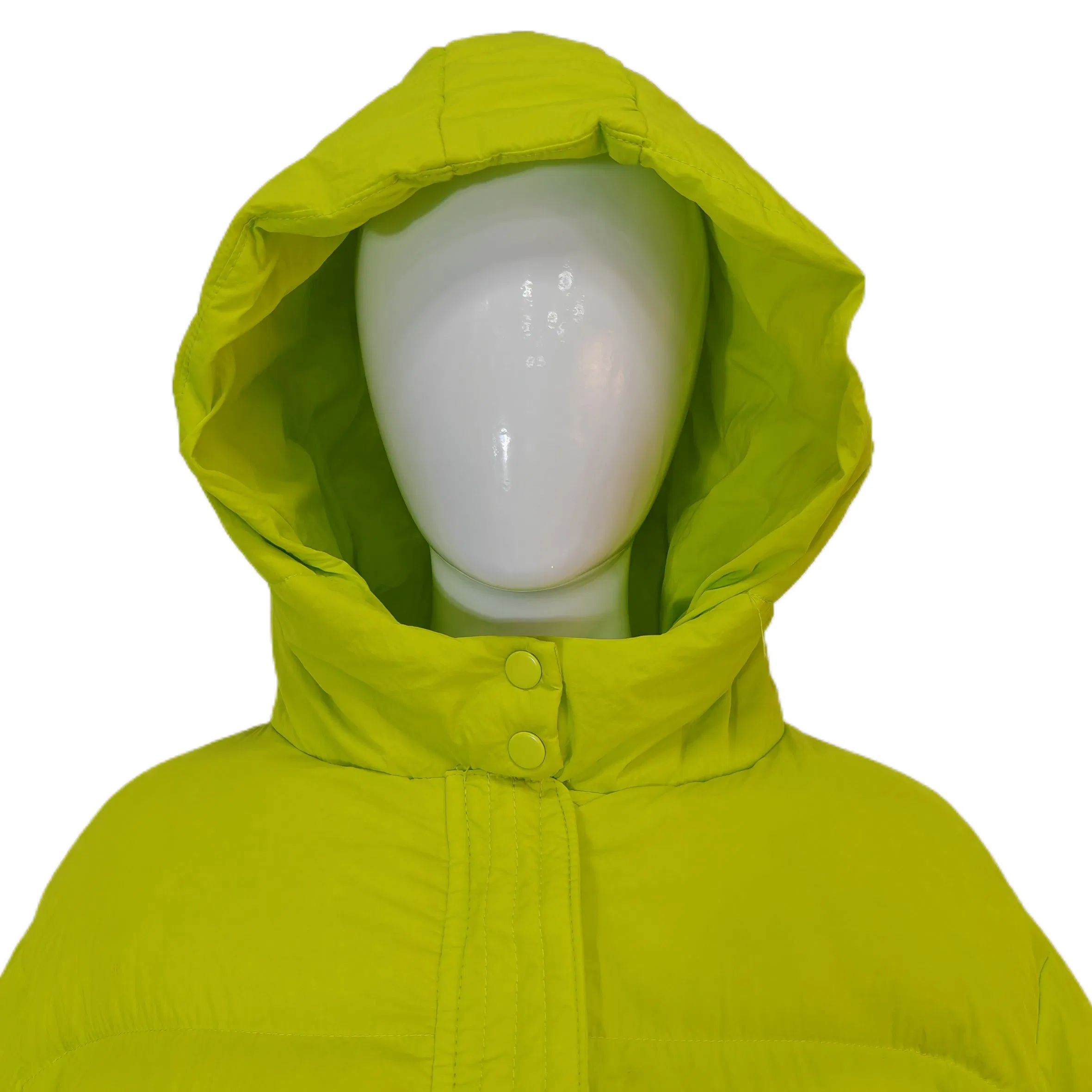 Casaco Puffer Curto Feminino em Quilted com Gola Alta, Fechamento em Zíper, Costura em Diamante, Manga Longa, Jaqueta de Inverno Quente