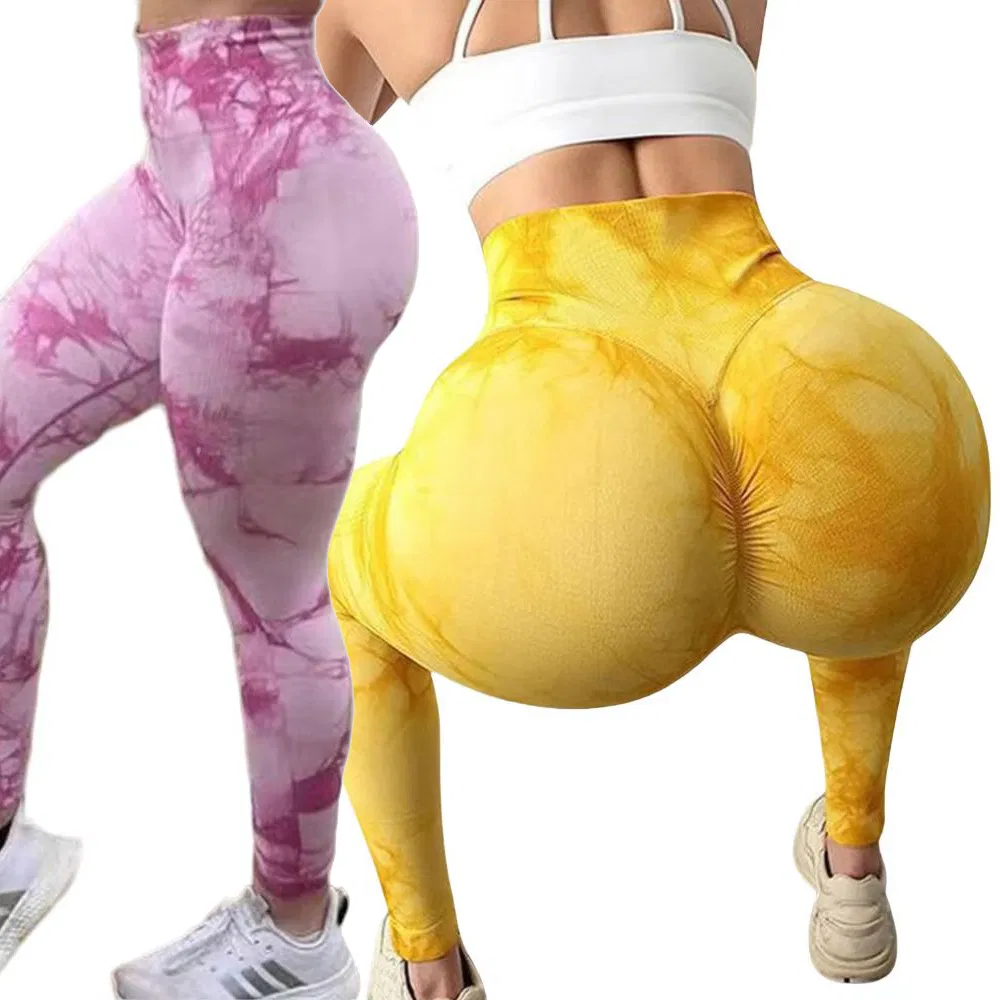 Calças Femininas para Academia, Leggings de Yoga com Estampa Tie Dye para Meninas