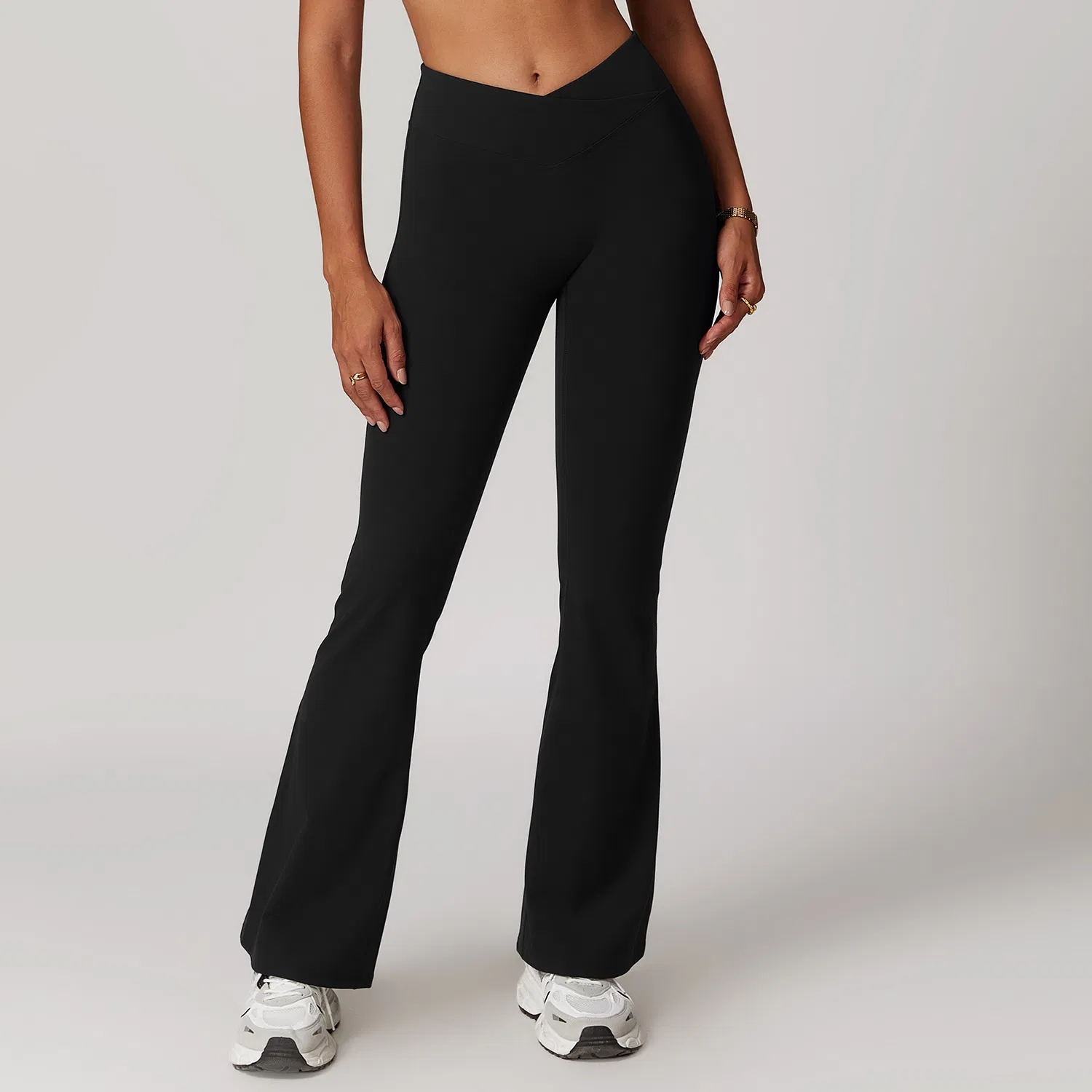 Leggings de Yoga Femininas com Cintura em V para Atacado, Levantamento de Quadril em Pêssego, Calças Largas para Fitness