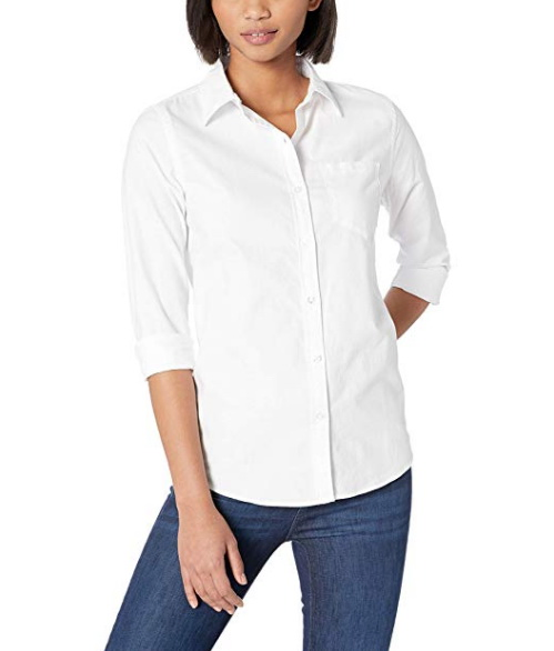 Camisa Blusa Feminina Slim Fit de Algodão para Escritório, Design de Uniforme para Mulheres