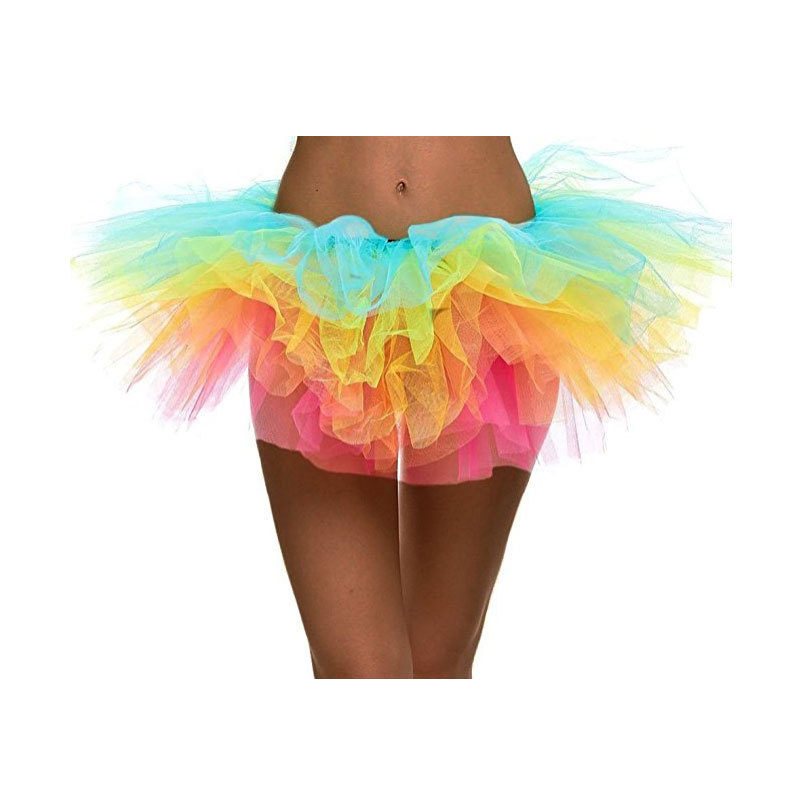 Saia de Tutu em Malha Personalizada para Mulheres Adultas, Princesa, Cinco Camadas, Cintura Elástica, Saia de Dança Sexy para Festa de Balé