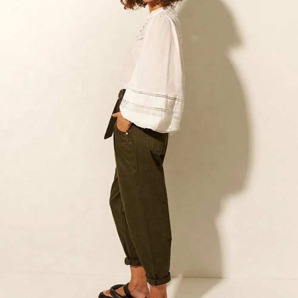 Women's Casual Summer Linen Button Down Blouse Long Sleeve Hollow