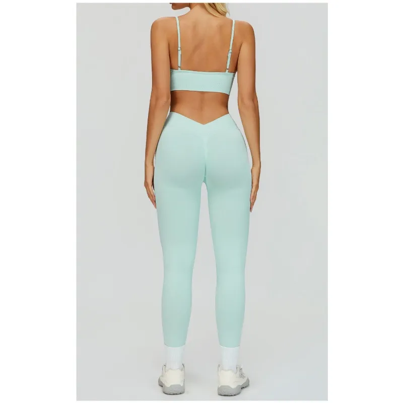 Calça Legging de Yoga com Copas Embutidas para Mulheres, Formato de Pêssego, Cintura em V, Modeladora e Ajustada, Secagem Rápida para Academia