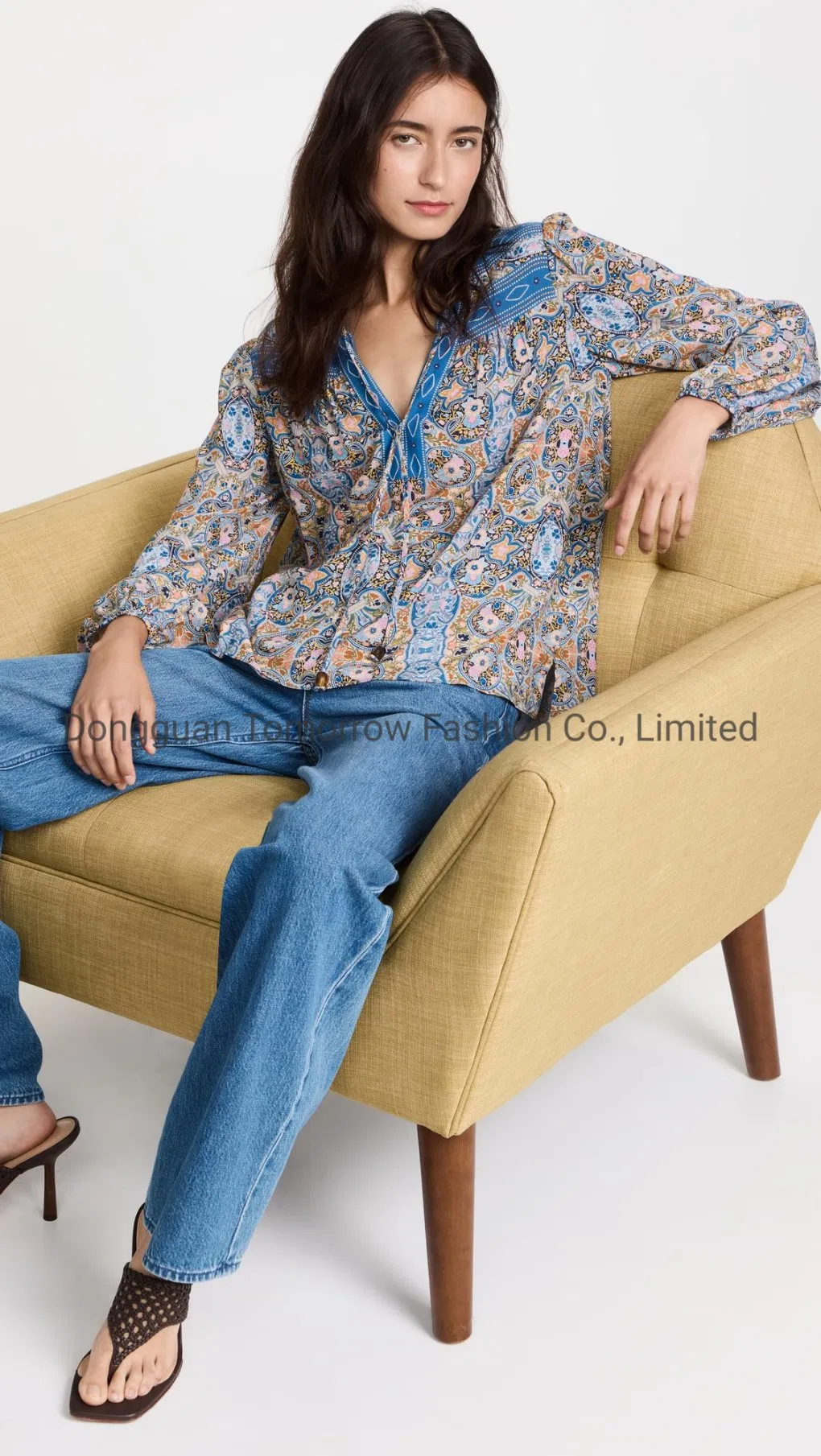 Blusas Elegantes de Verão para Mulheres com Manga 3/4 em Design Novo da Fábrica OEM da China à Venda por Atacado