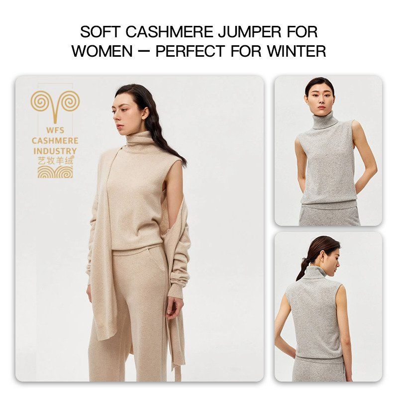 Colete de Cashmere Feminino 100% Suéteres de Cashmere Suéter Sem Mangas Suéteres de Moda Direto da Fábrica