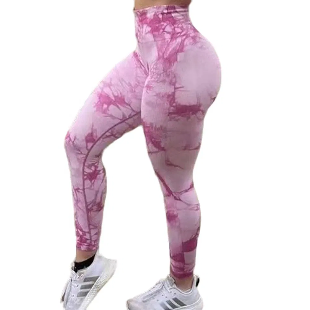 Calças Femininas para Academia, Leggings de Yoga com Estampa Tie Dye para Meninas