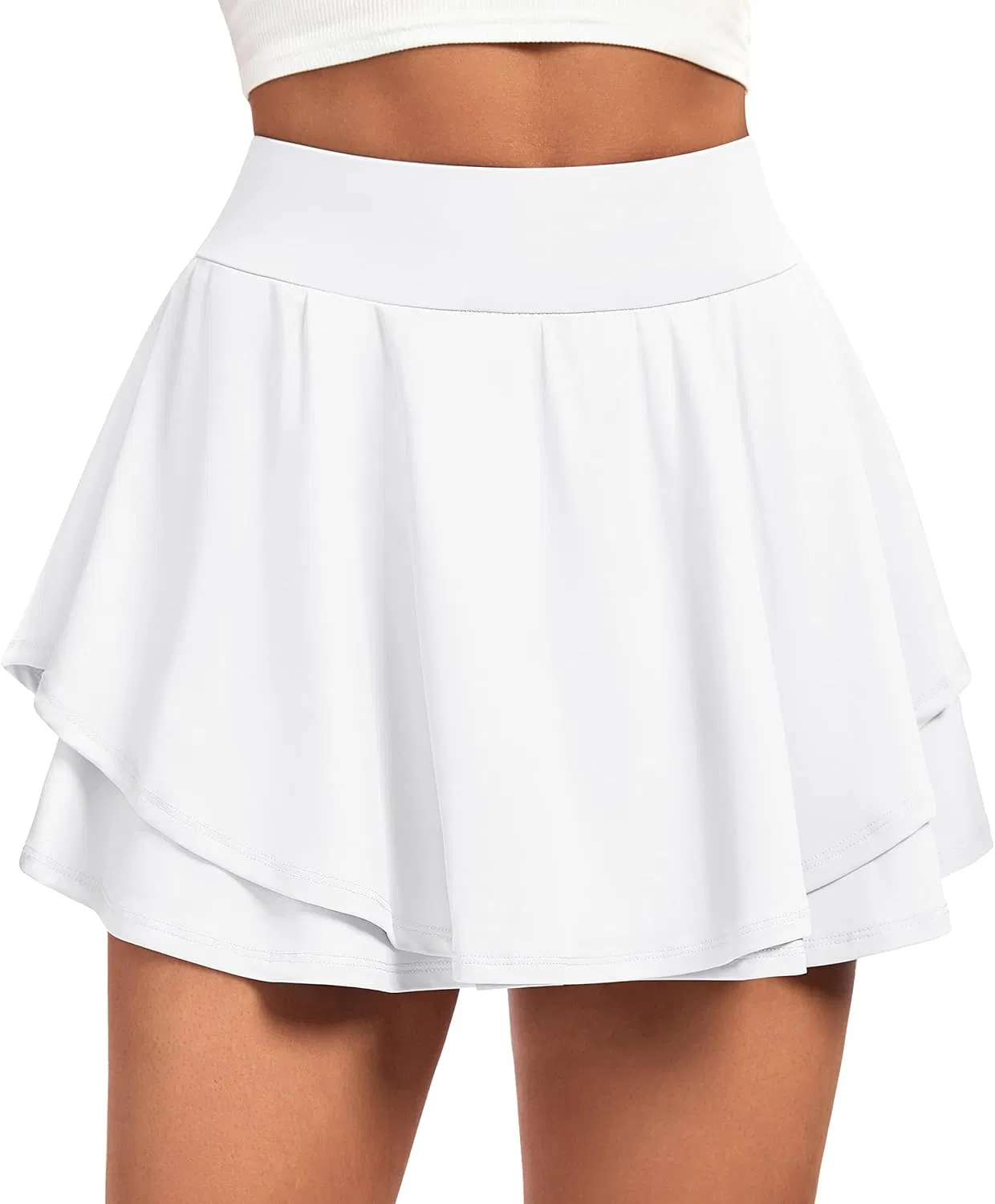 Saia de Tênis Plissada para Mulher, Saia de Golfe com Dupla Renda para Mulheres, Skort com Bolsos e Controle de Barriga para Atividades Físicas