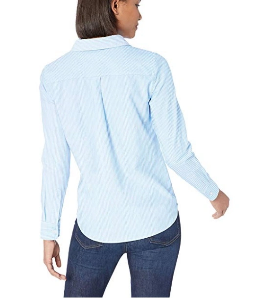 Camisa Blusa Feminina Slim Fit de Algodão para Escritório, Design de Uniforme para Mulheres