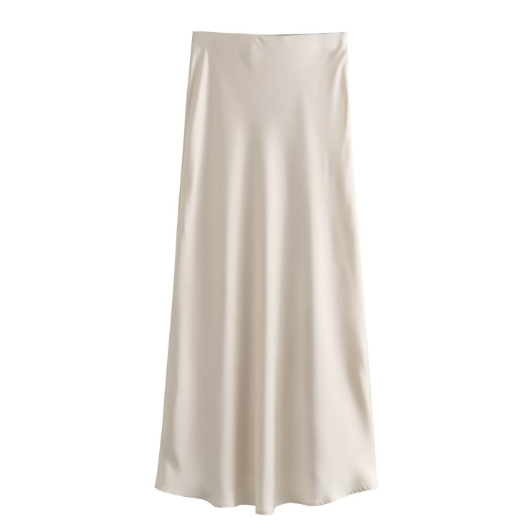 Saia midi longa elegante com design de cintura elástica, roupa confortável e estilosa para mulheres