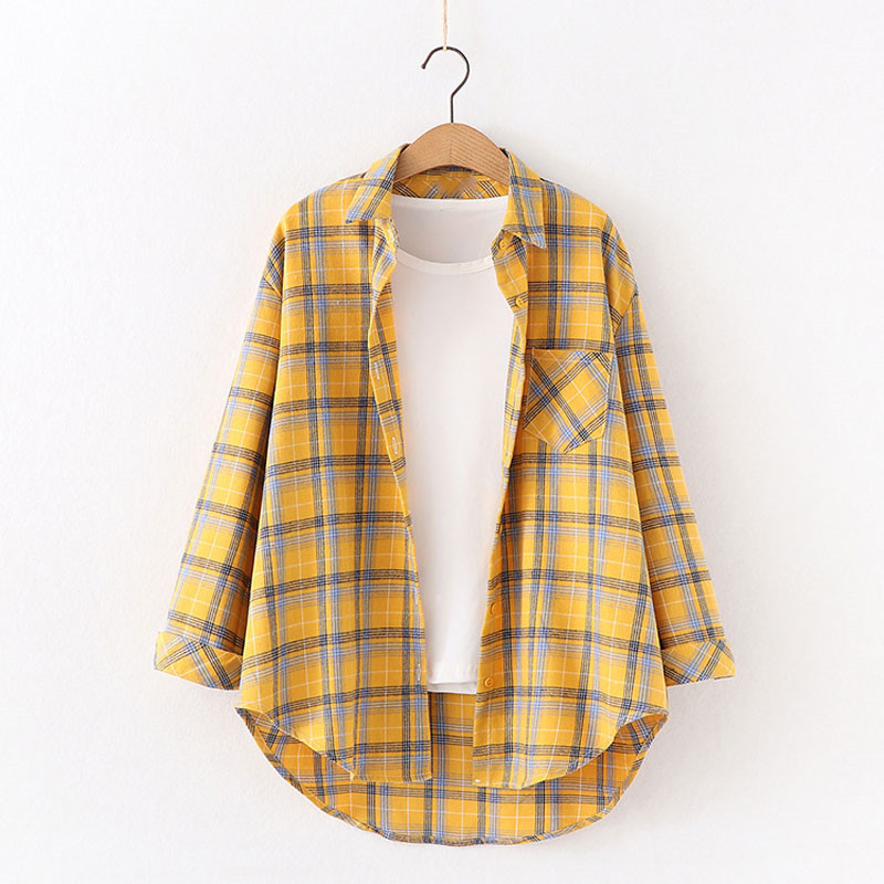 Roupas Femininas Camisas Casuais Baratas para Mulheres Blusa de Manga Longa Camisas de Flanela Xadrez para Mulheres
