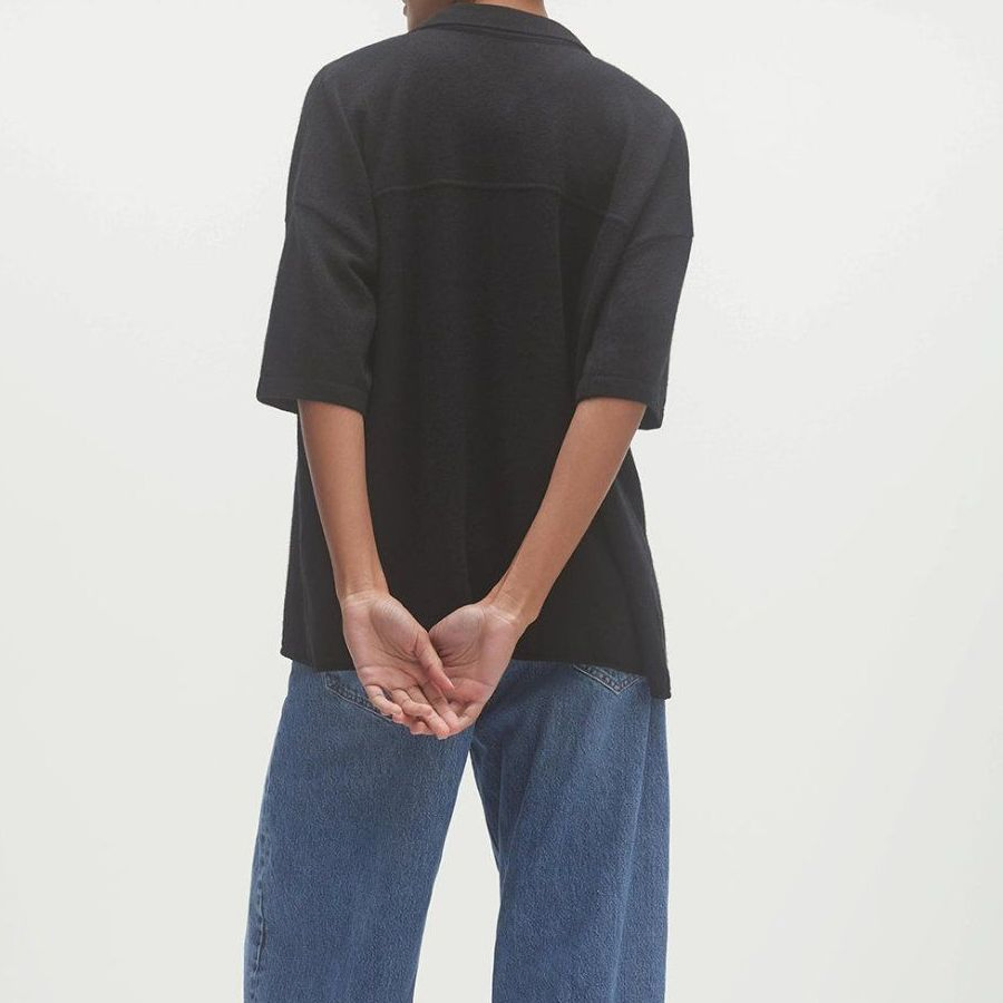 Camisa Feminina de Cashmere Premium Tricotada com Dois Bolsos Mais Popular