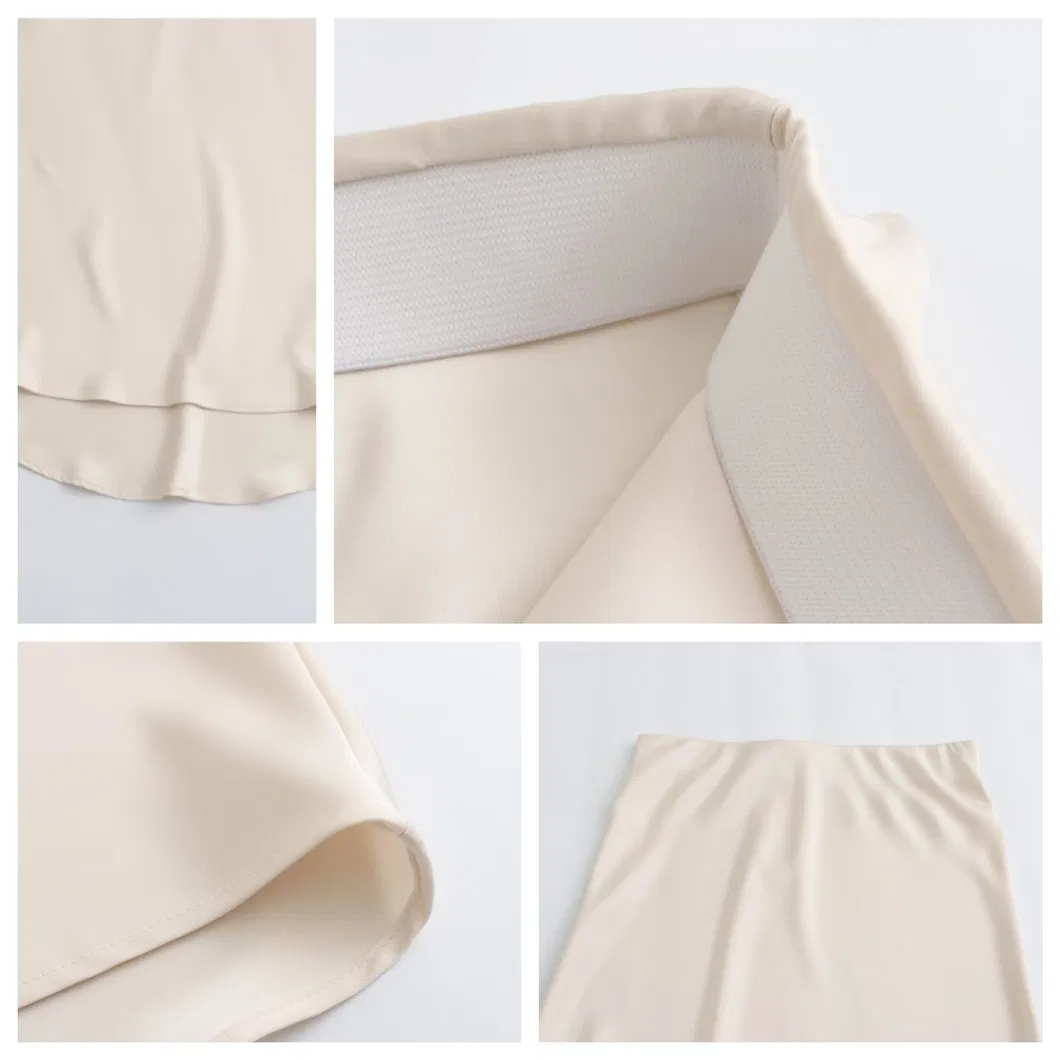 Saia midi longa elegante com design de cintura elástica, roupa confortável e estilosa para mulheres